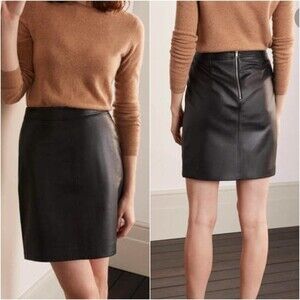 Leather Gallery Women's Black Soft 100% Leather Mini Skirt 8